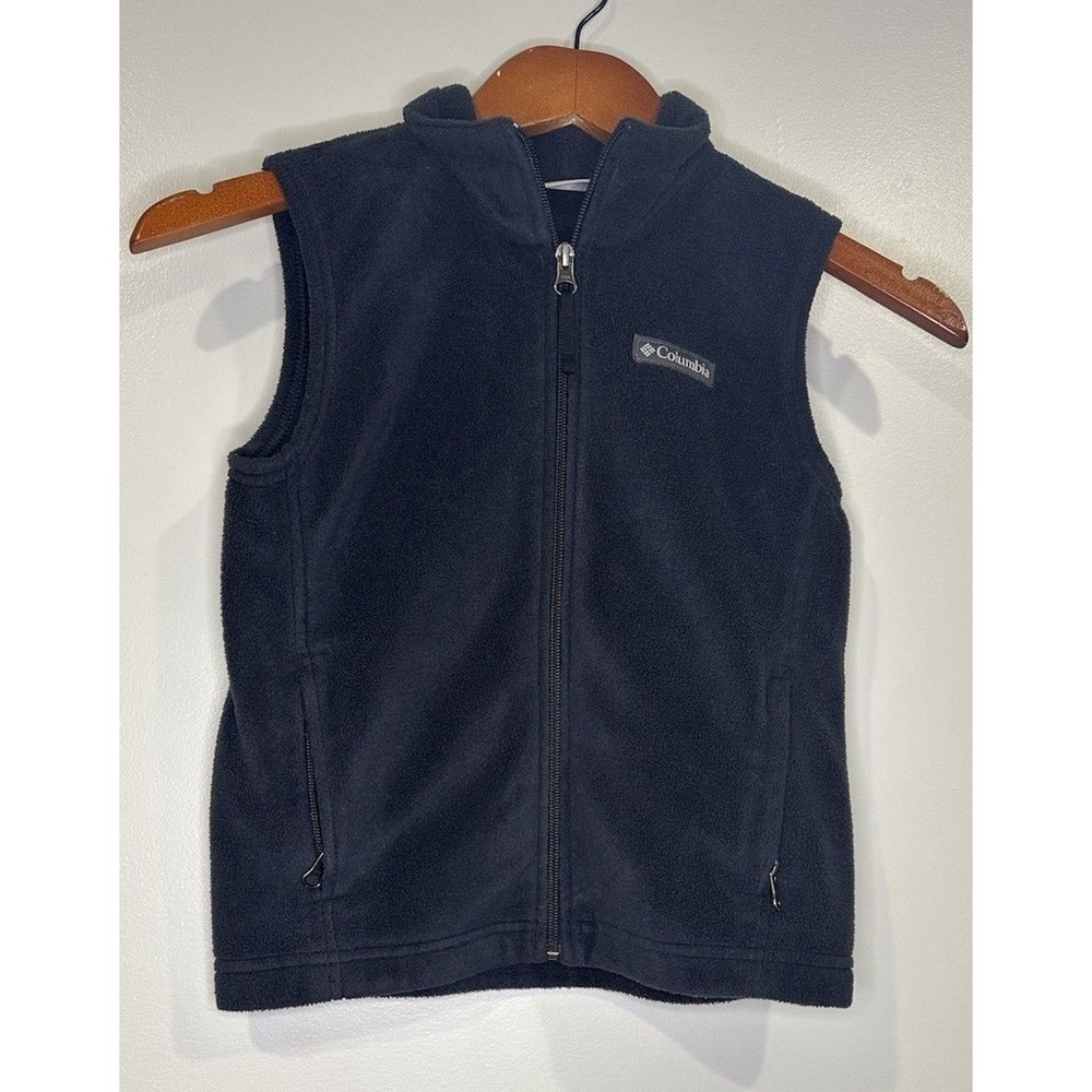 Columbia Kids 4/5 XS Black Fleece Vest Zip Gorpcore hiking trail‎ ready outdoors